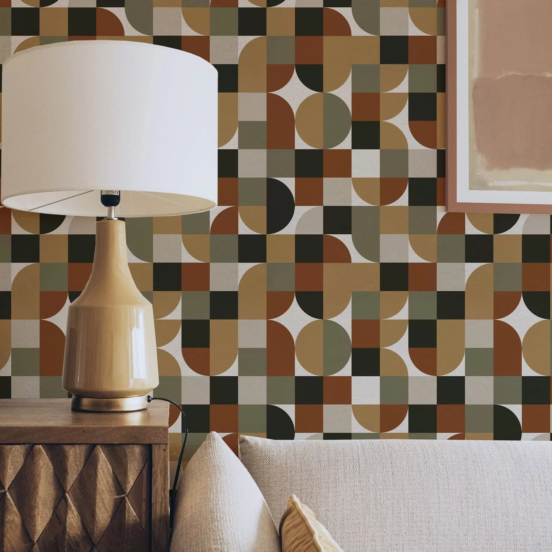 murais de parede Geometria modular em tons terrosos quentes a00770