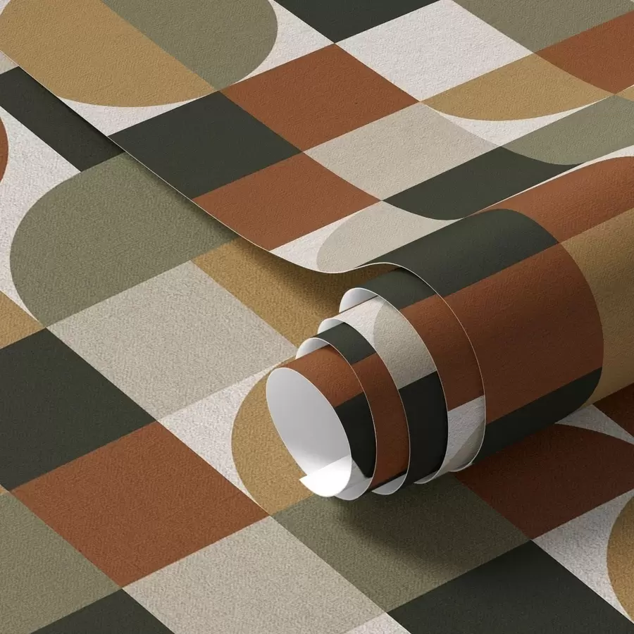 murais de parede Geometria modular em tons terrosos quentes a00770