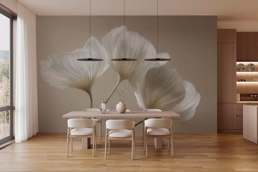 murais de parede três delicadas flores sobre um fundo bege w04810