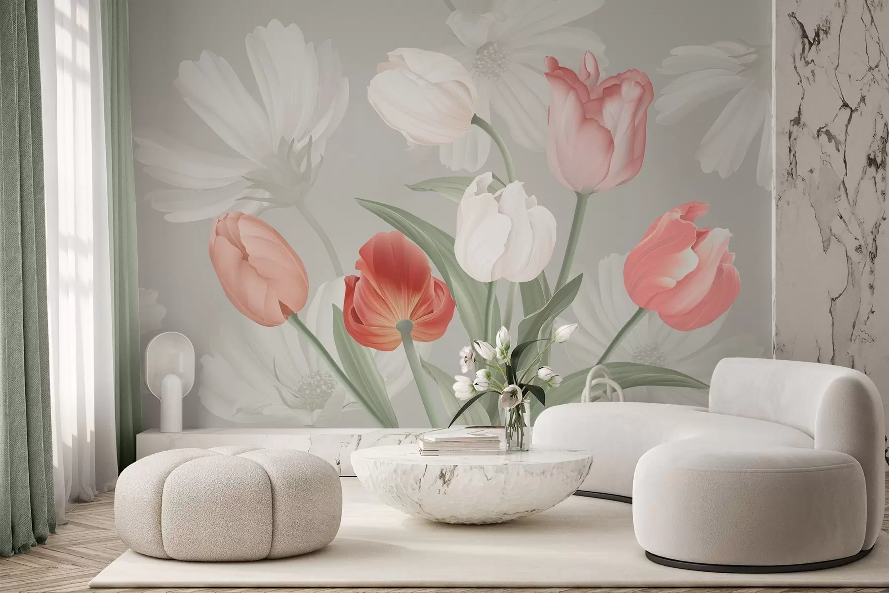 murais de parede Buquê de flores com tulipas w04784