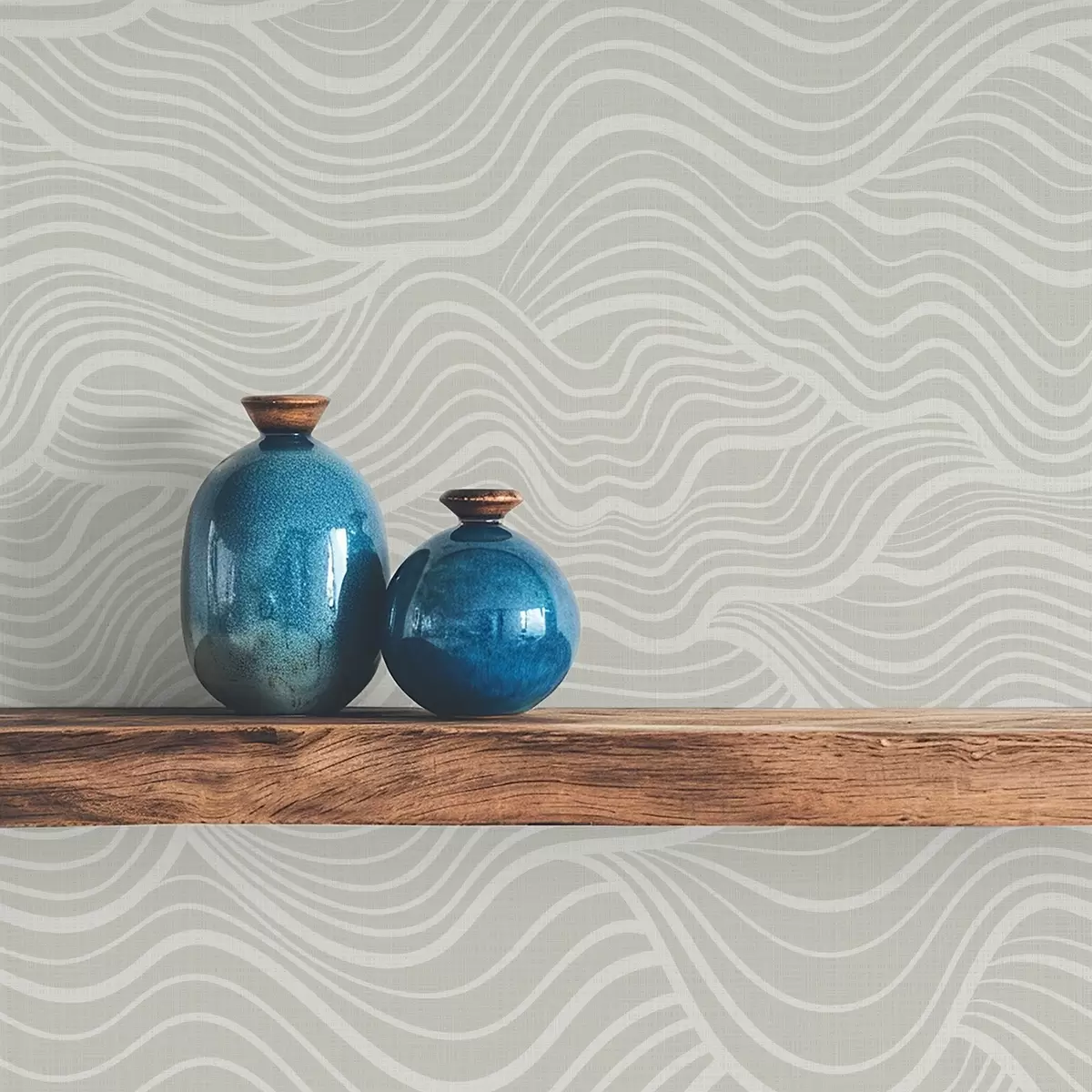 Papel de parede Ondas sobre fundo cinza-oliva com textura de tecido a00681