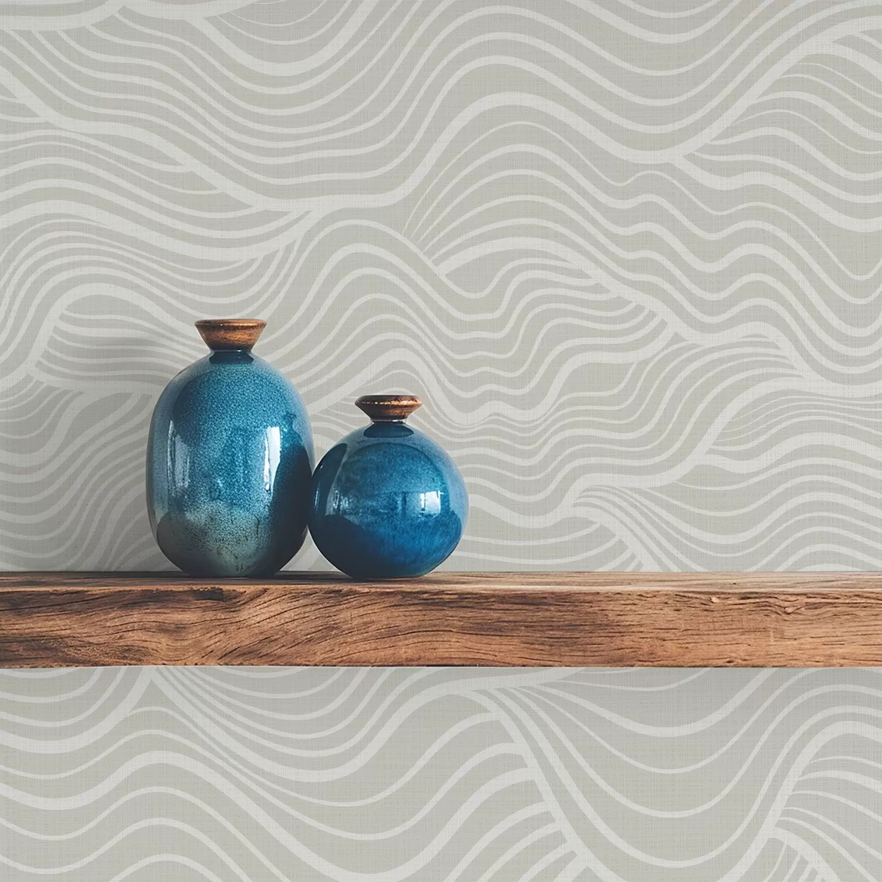 murais de parede Ondas sobre fundo cinza-oliva com textura de tecido a00681