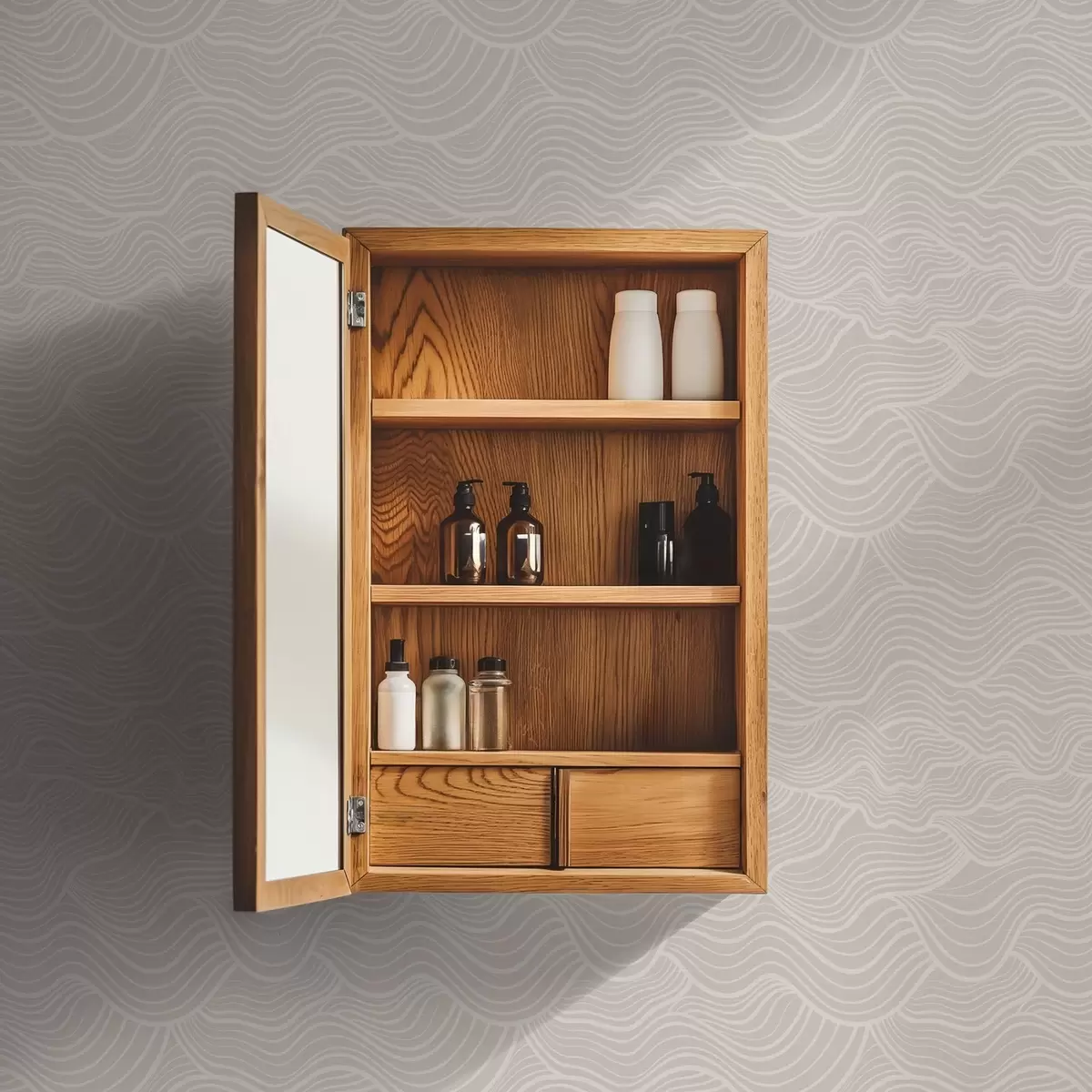 Papel de parede Linhas onduladas tom sobre tom em bege quente a00681v1