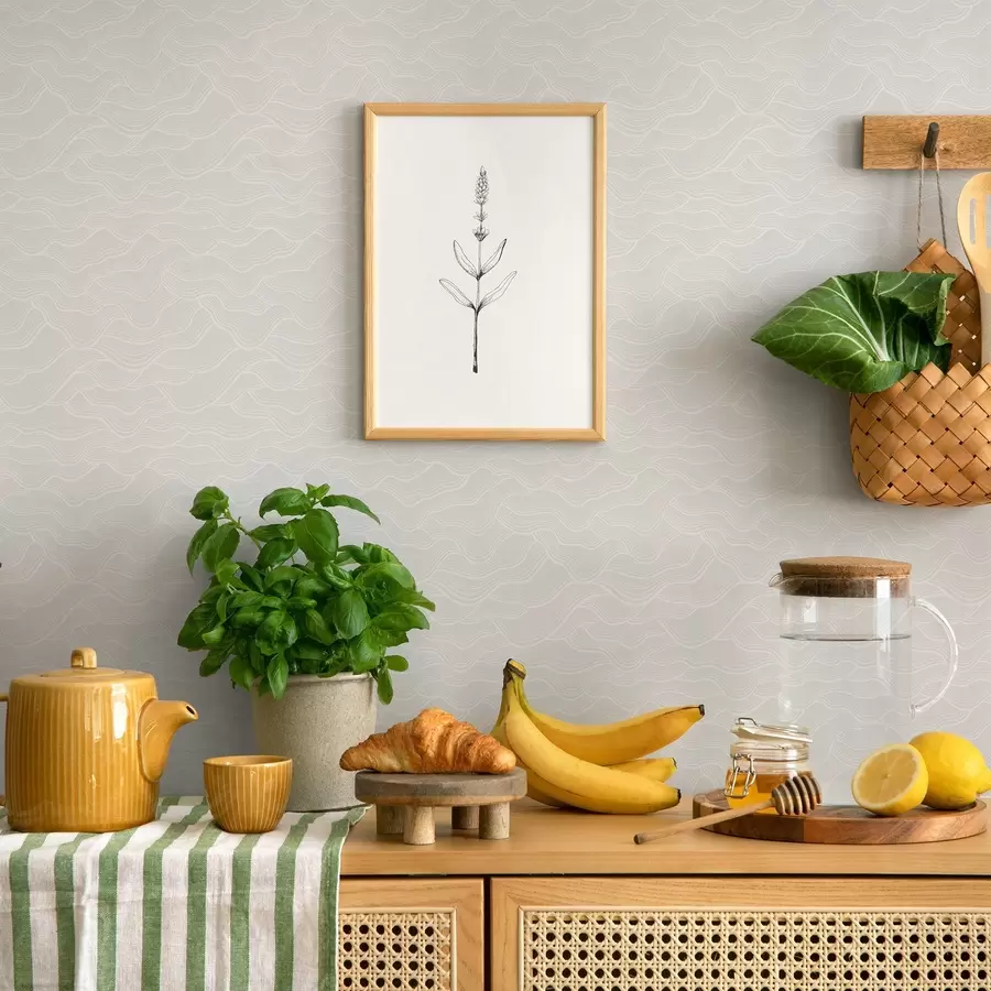 murais de parede Ondas de luz, relevo quase branco, minimalista a00682v2