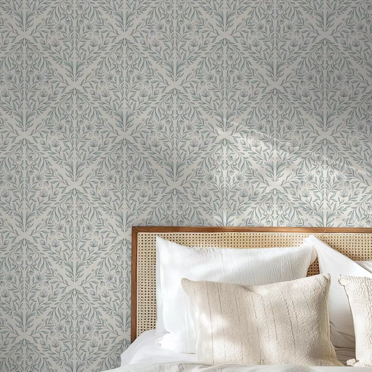 Papel de parede Lacy dispara em branco creme com contorno turquesa a00815v4