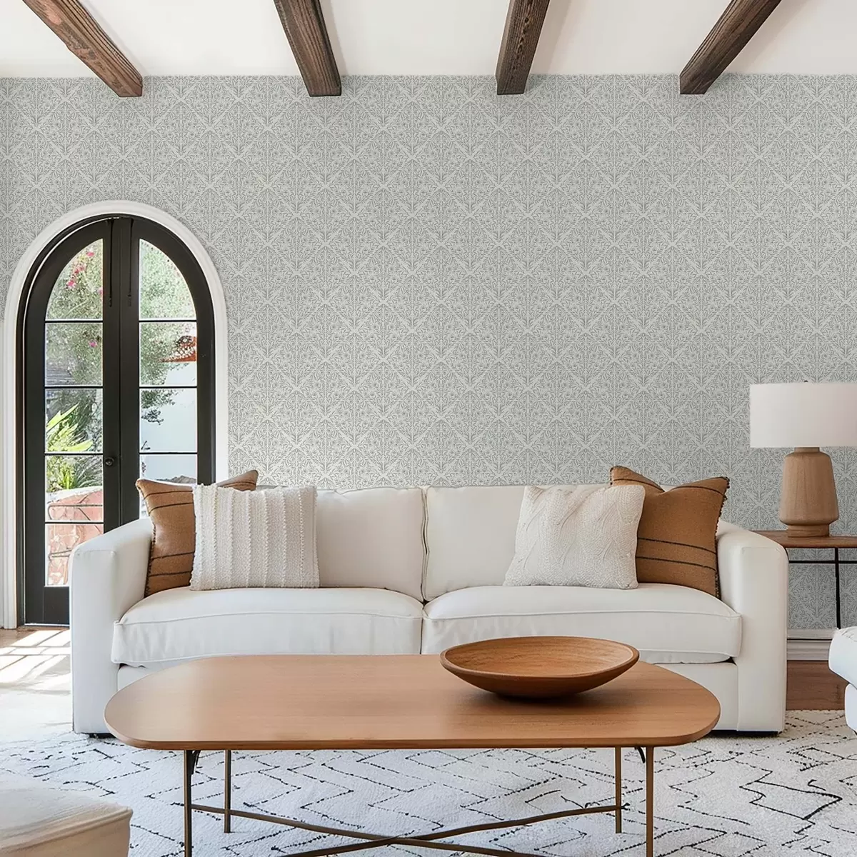 Papel de parede Lacy dispara em branco creme com contorno turquesa a00815v4