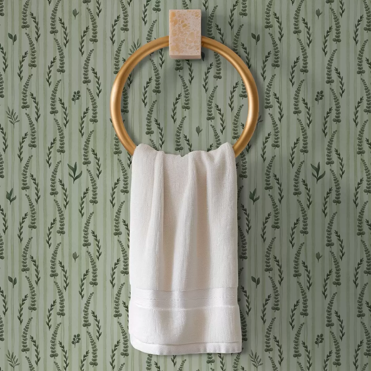 Papel de parede Grama verde densa e brotos de hortelã com listras a00819