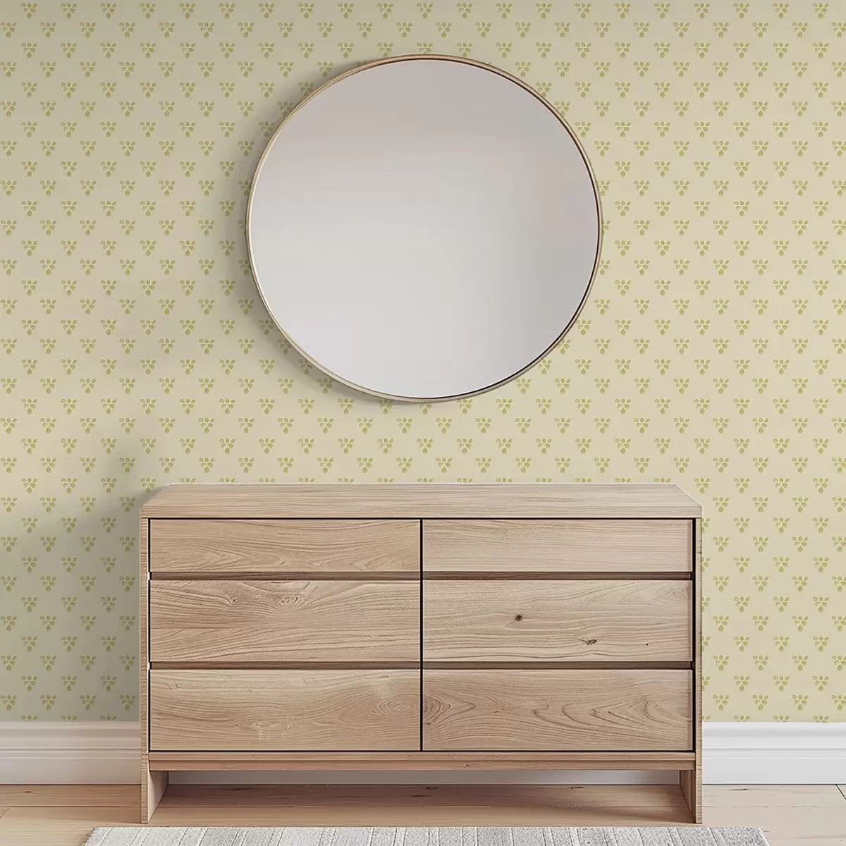 Papel de parede Pequena repetição: trios de folhas em bege creme a00848