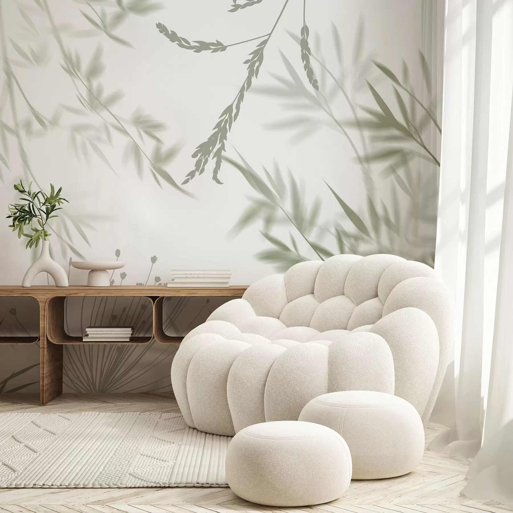 murais de parede Silhuetas de folhagem w04850