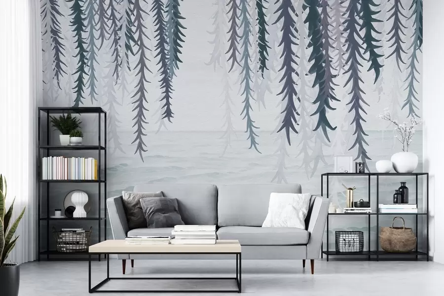 murais de parede Videiras delicadas pendendo sobre a água, estilo aquarela w04830v3