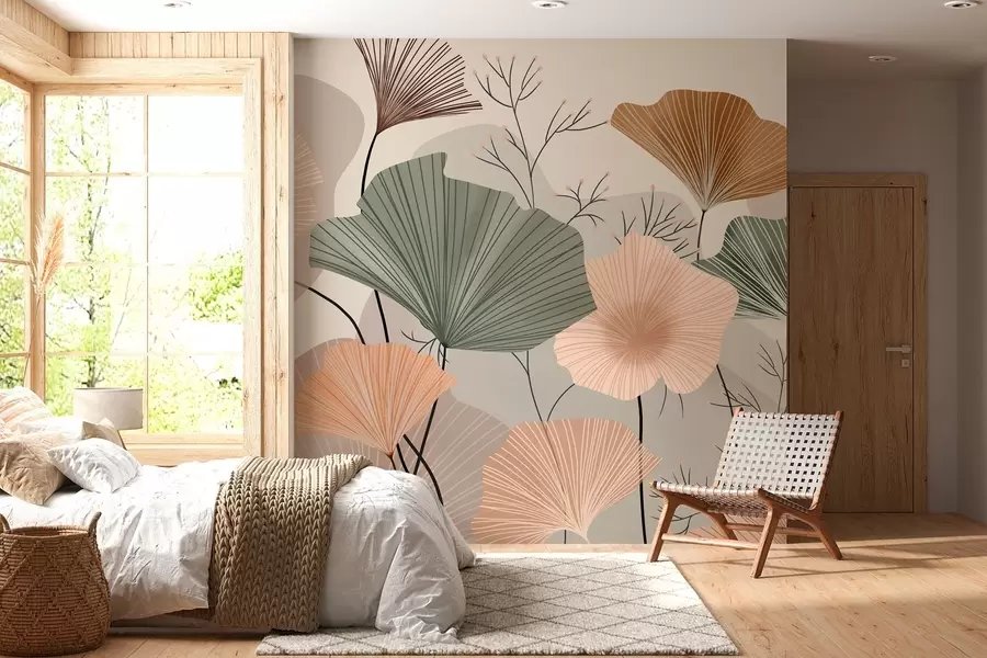 murais de parede folhas de lótus elegantes w04815