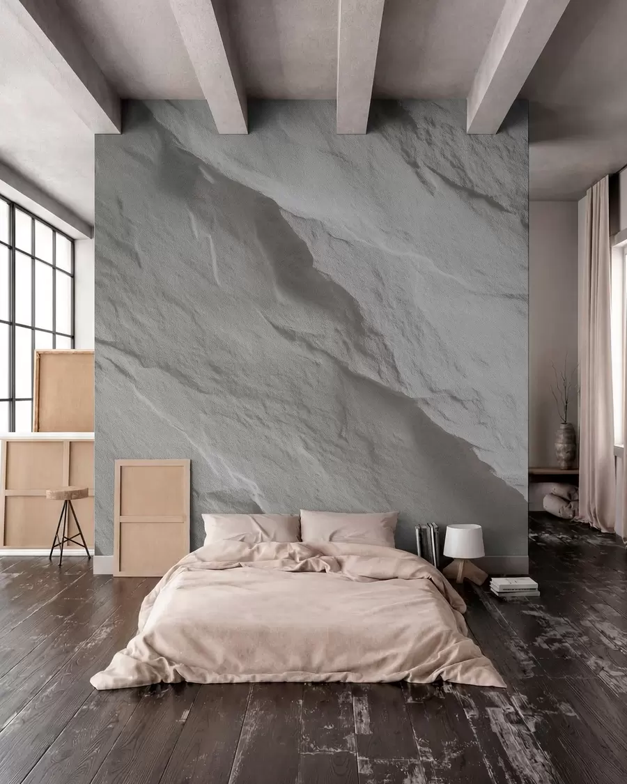 murais de parede imitação de rocha branca em design de interiores w04818