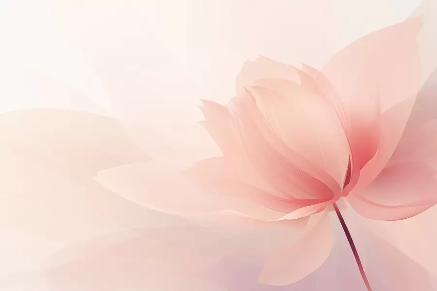 murais de parede Flor grande em tons suaves de rosa pêssego w09356