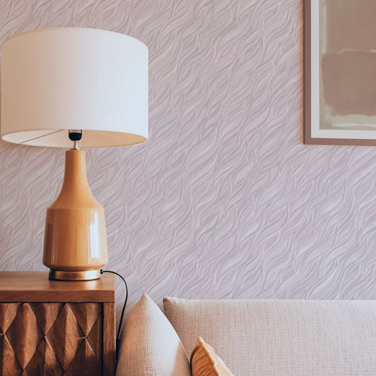 Papel de parede Ondas texturizadas com pincel, rosa pálido a00688v1