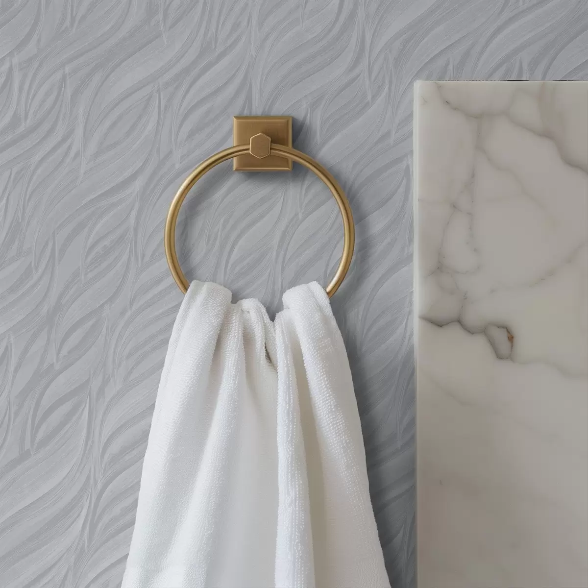 Papel de parede Ondas texturizadas com pincel, azul-cinza frio a00688v3