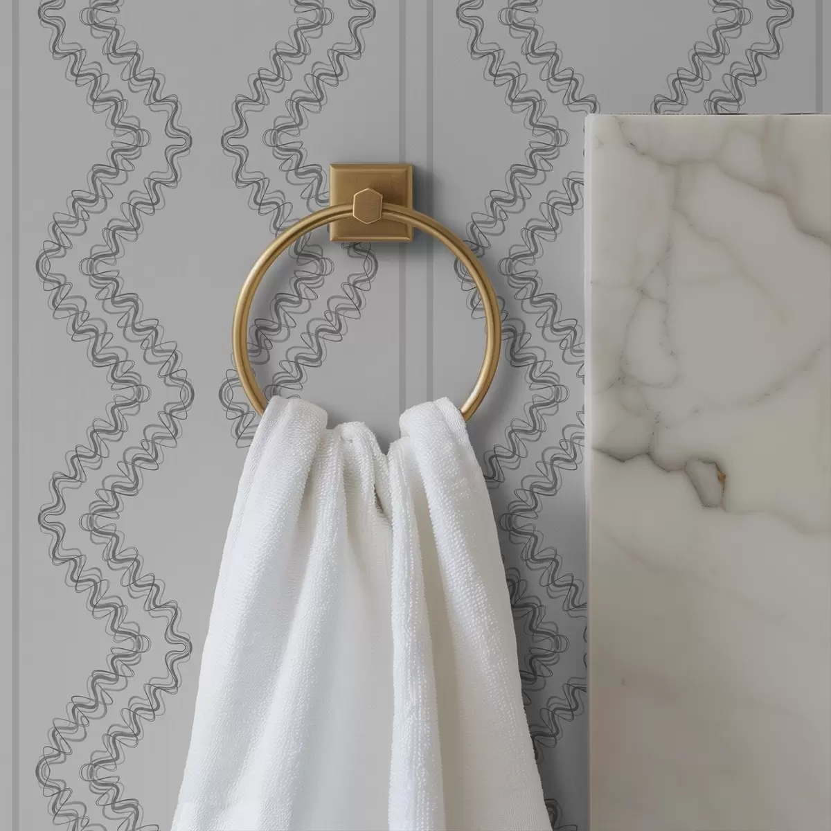 Papel de parede Renda em ziguezague, cinza neutro a00689v2