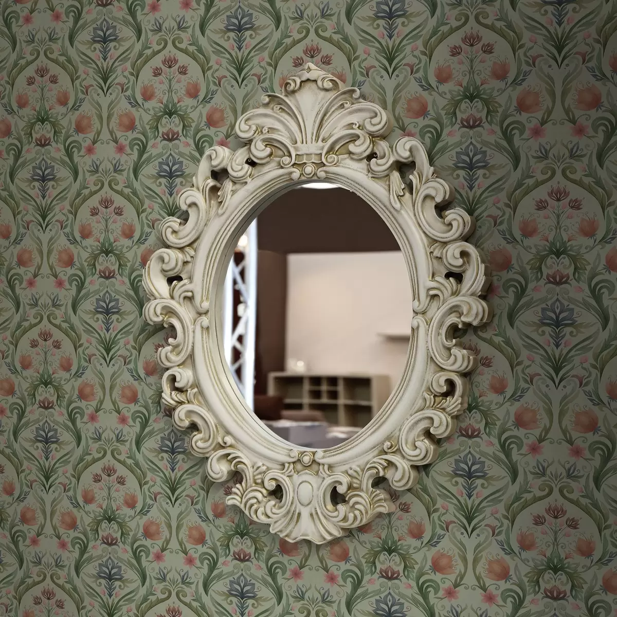 Papel de parede Ornamento floral simétrico, paleta de cores creme-menta a00827v1