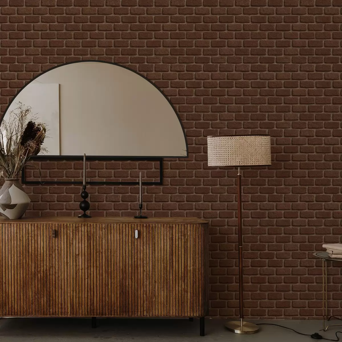 Papel de parede Textura rústica de tijolo marrom a00879