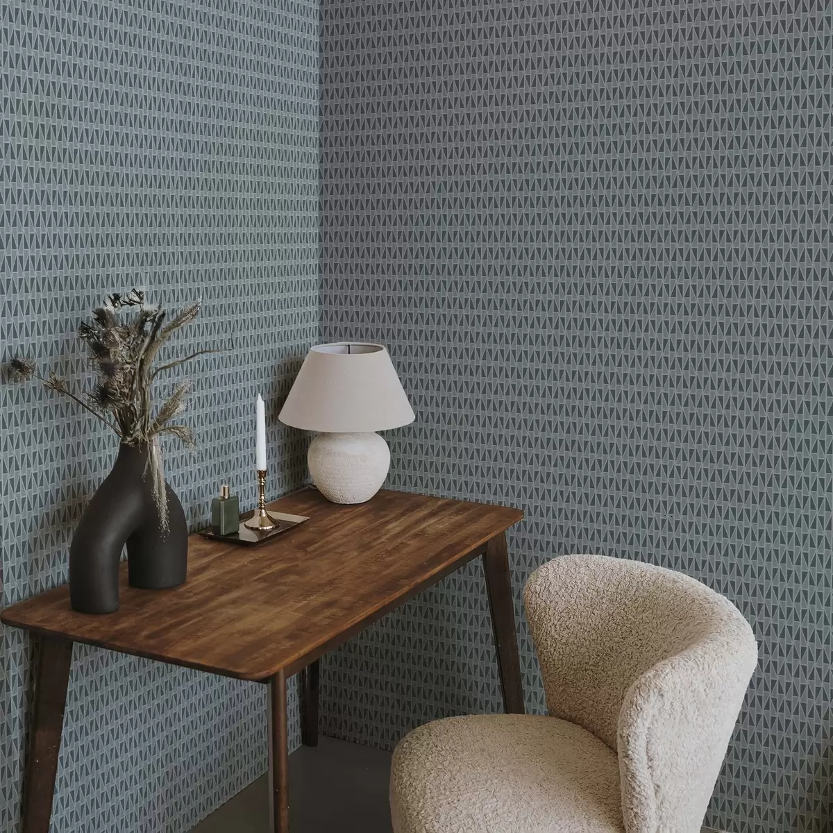 Papel de parede Treliça de painéis de vidro azul-petróleo com suportes diagonais a00902