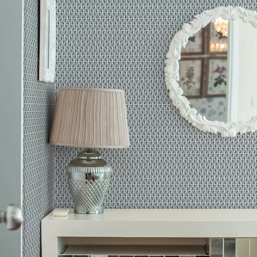 murais de parede Rede fina de diamantes brancos sobre azul-petróleo suave a00903