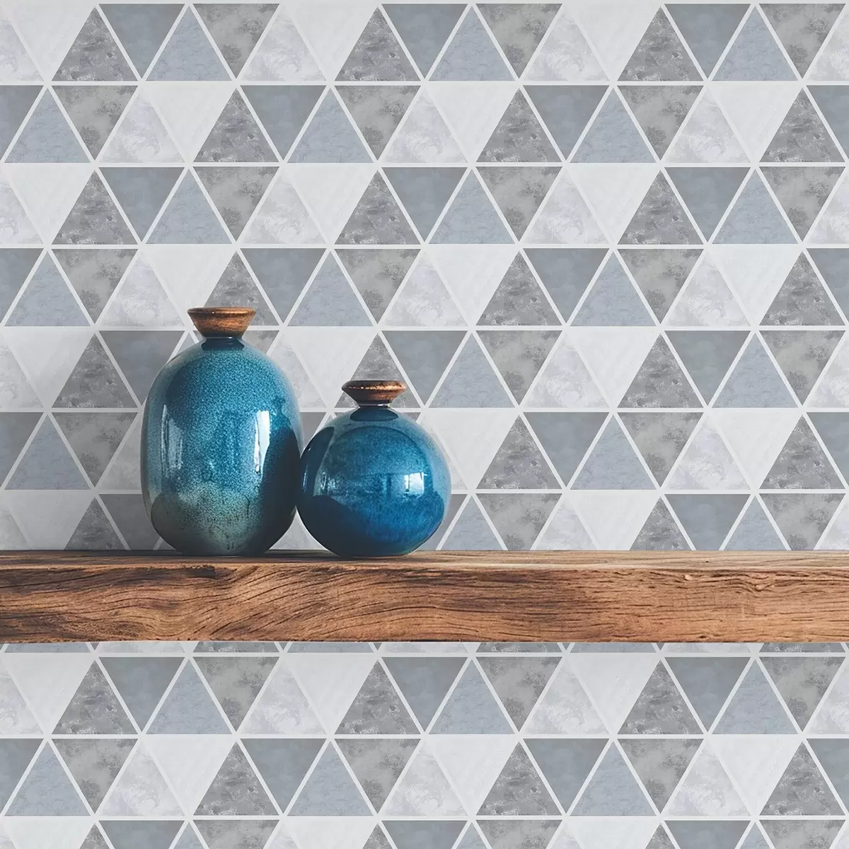 Papel de parede Geometria triangular em tons frios de azul-cinza a00917v1