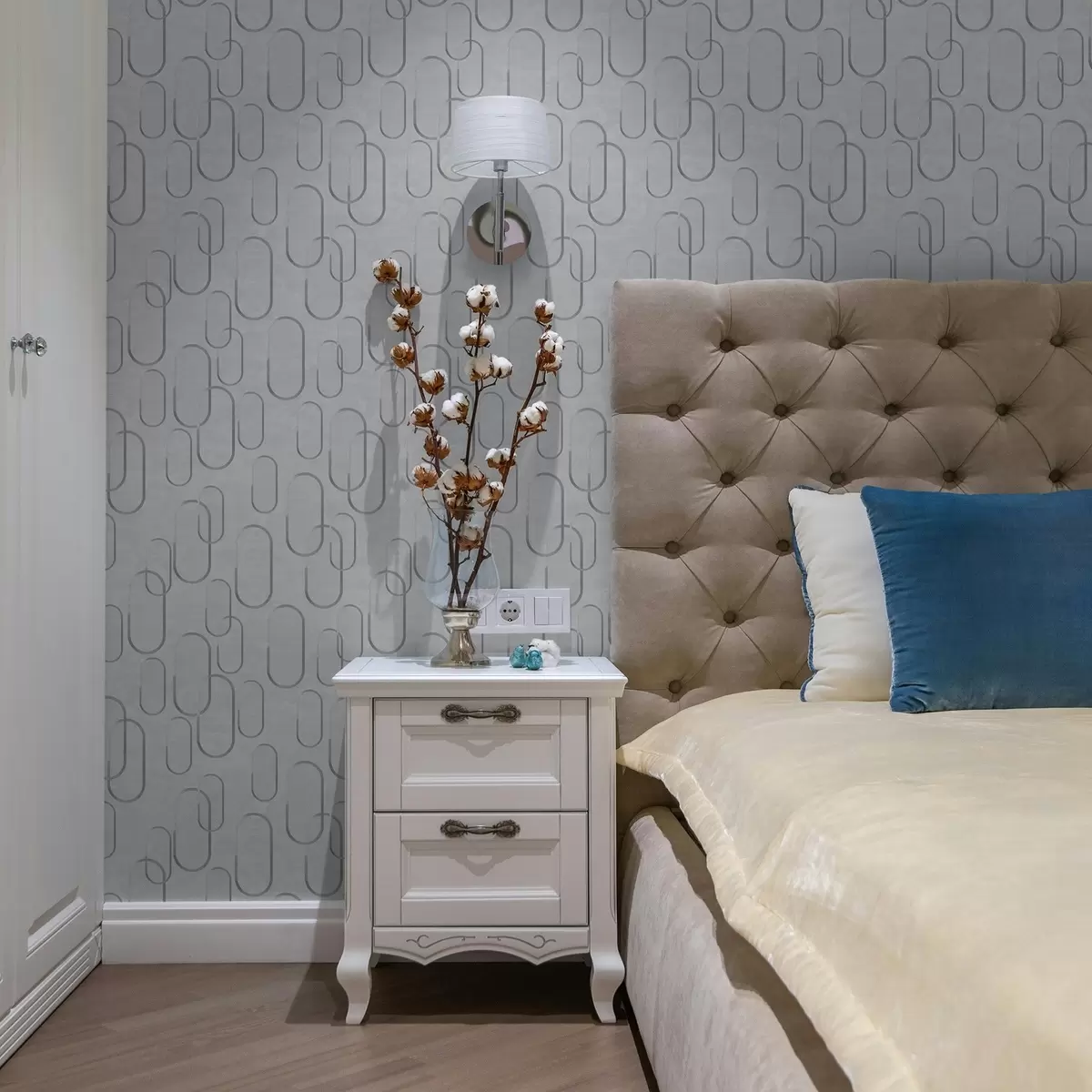 Papel de parede Fundo claro com ovais alongados, contornos cinzentos a00921