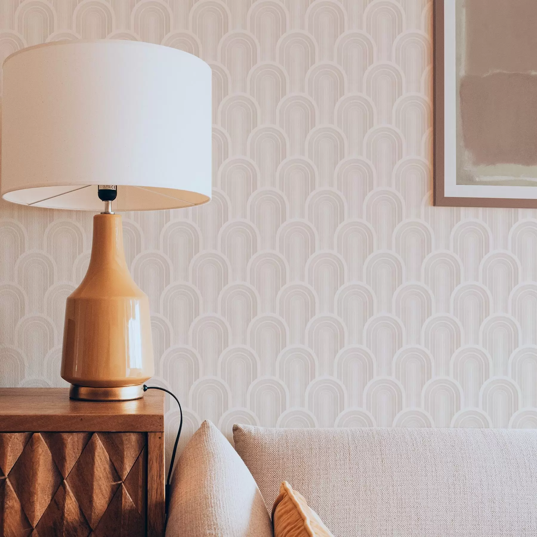 murais de parede Pequenos módulos em arco em tons quentes de creme-bege a00924