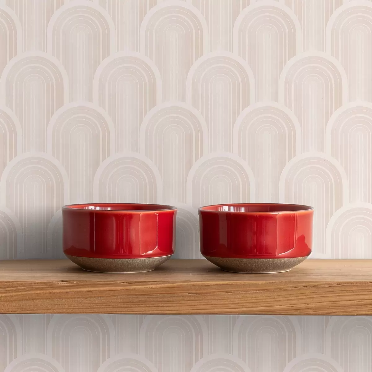 Papel de parede Pequenos módulos em arco em tons quentes de creme-bege a00924