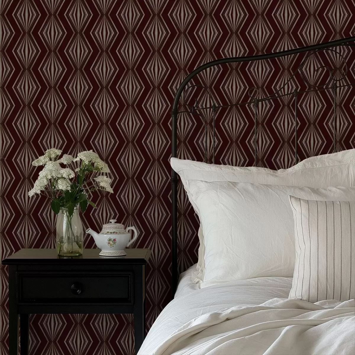 Papel de parede Padrão geométrico em losango sobre fundo castanho-vinho a00925v1