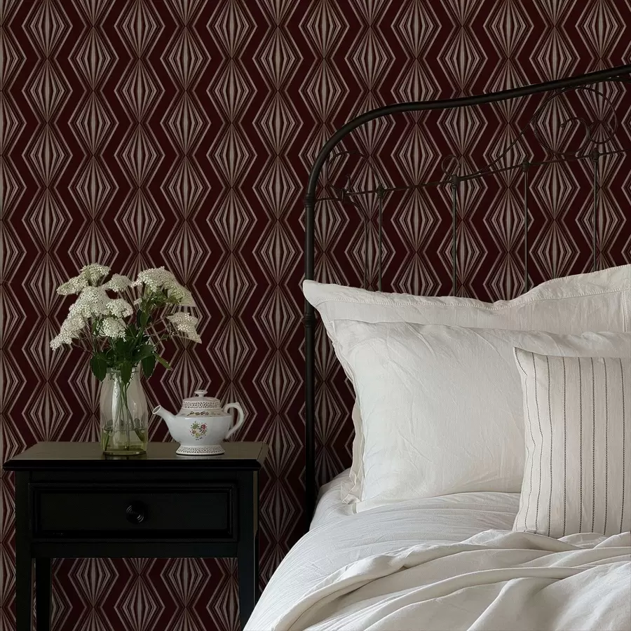 murais de parede Padrão geométrico em losango sobre fundo castanho-vinho a00925v1