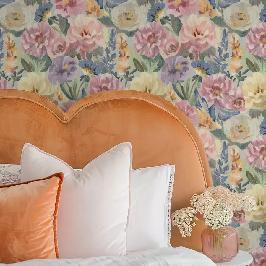 murais de parede Flores em tons pastel esbatidos, paleta de cores suaves a00954