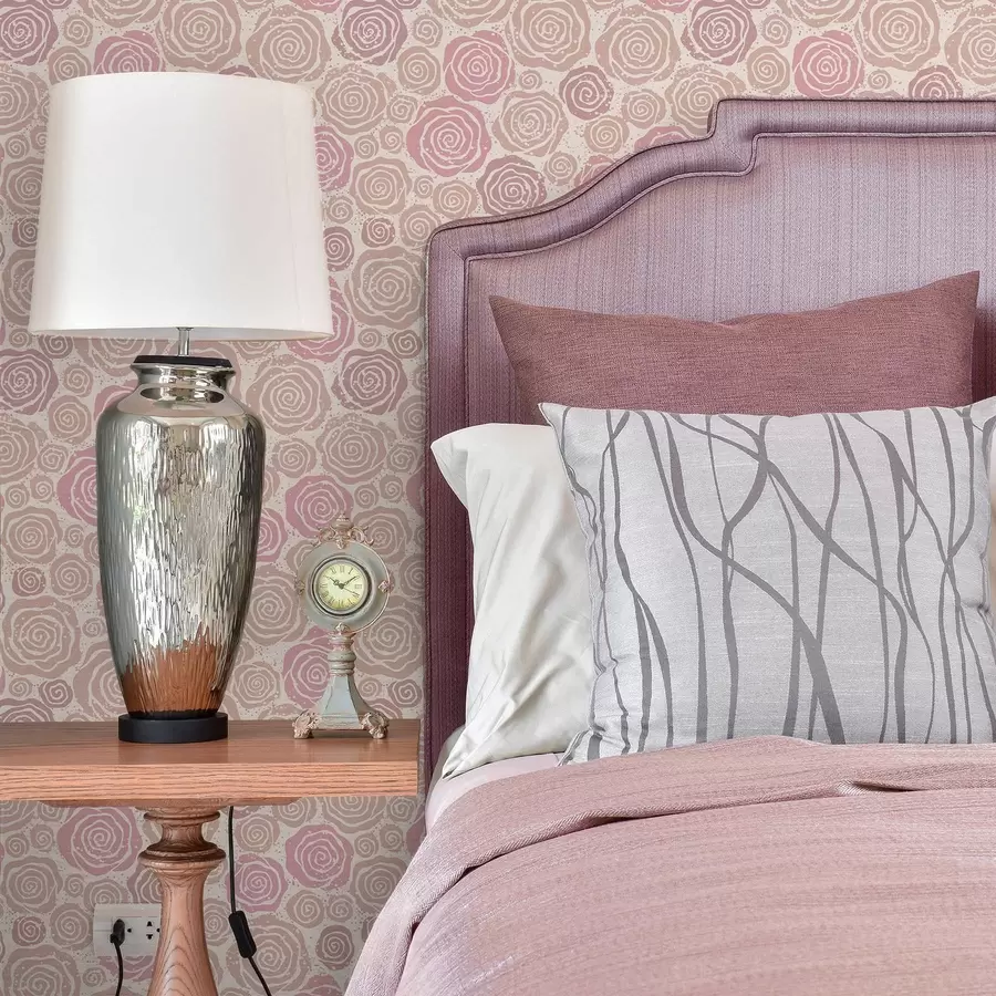 murais de parede Rosas rosa em espiral e salpicos sobre um fundo claro a00955