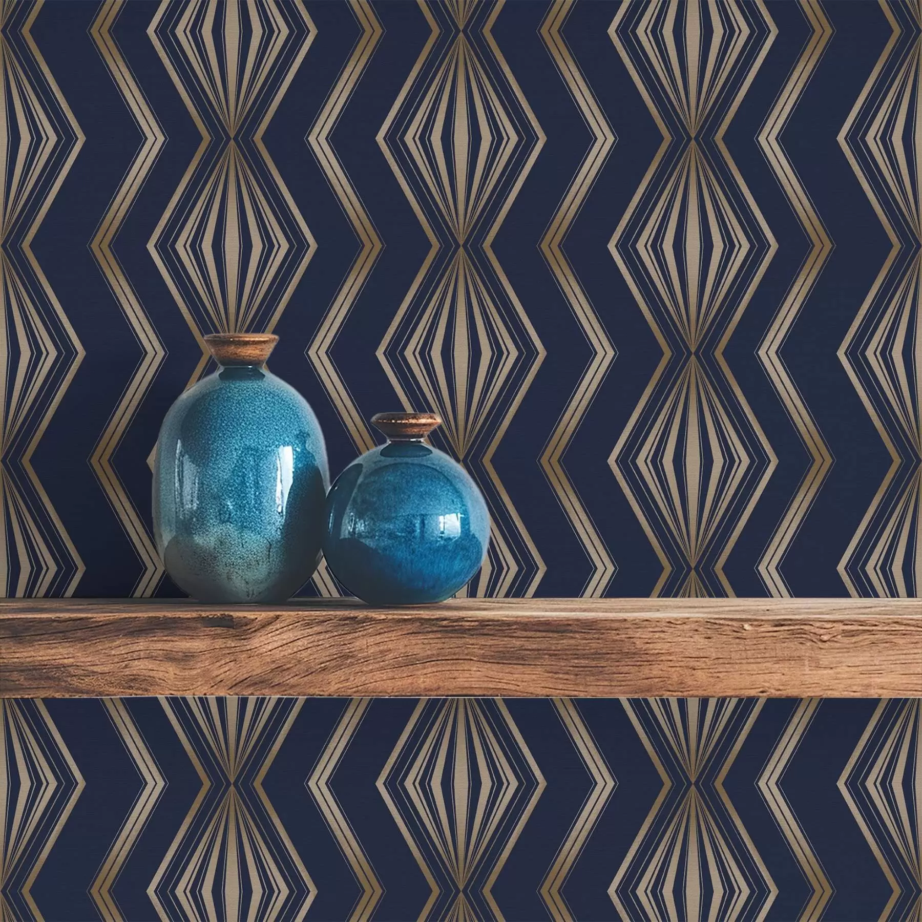 murais de parede Padrão geométrico de diamantes azuis escuros a00973
