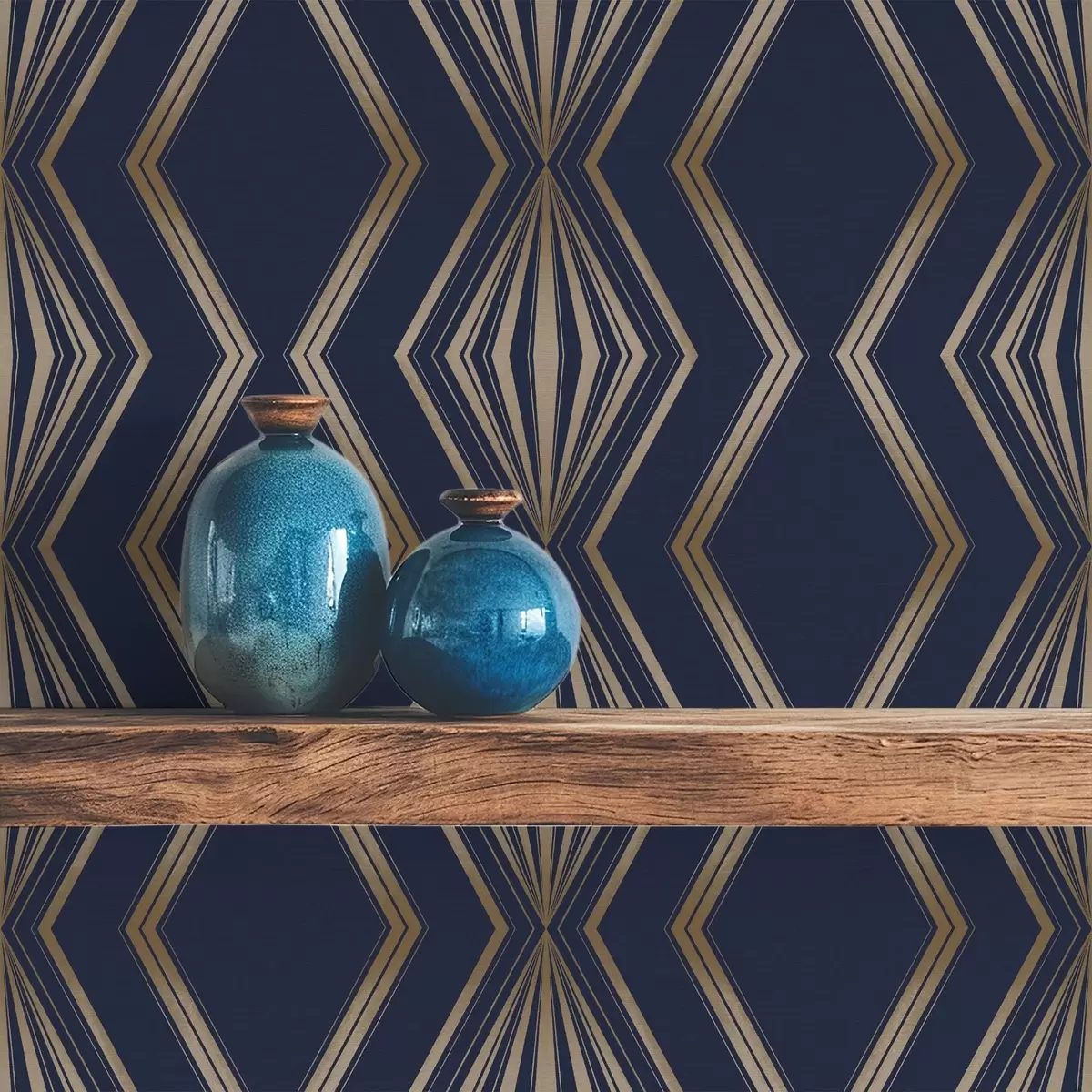 Papel de parede Fundo azul escuro com losangos geométricos e ziguezagues a00974v2