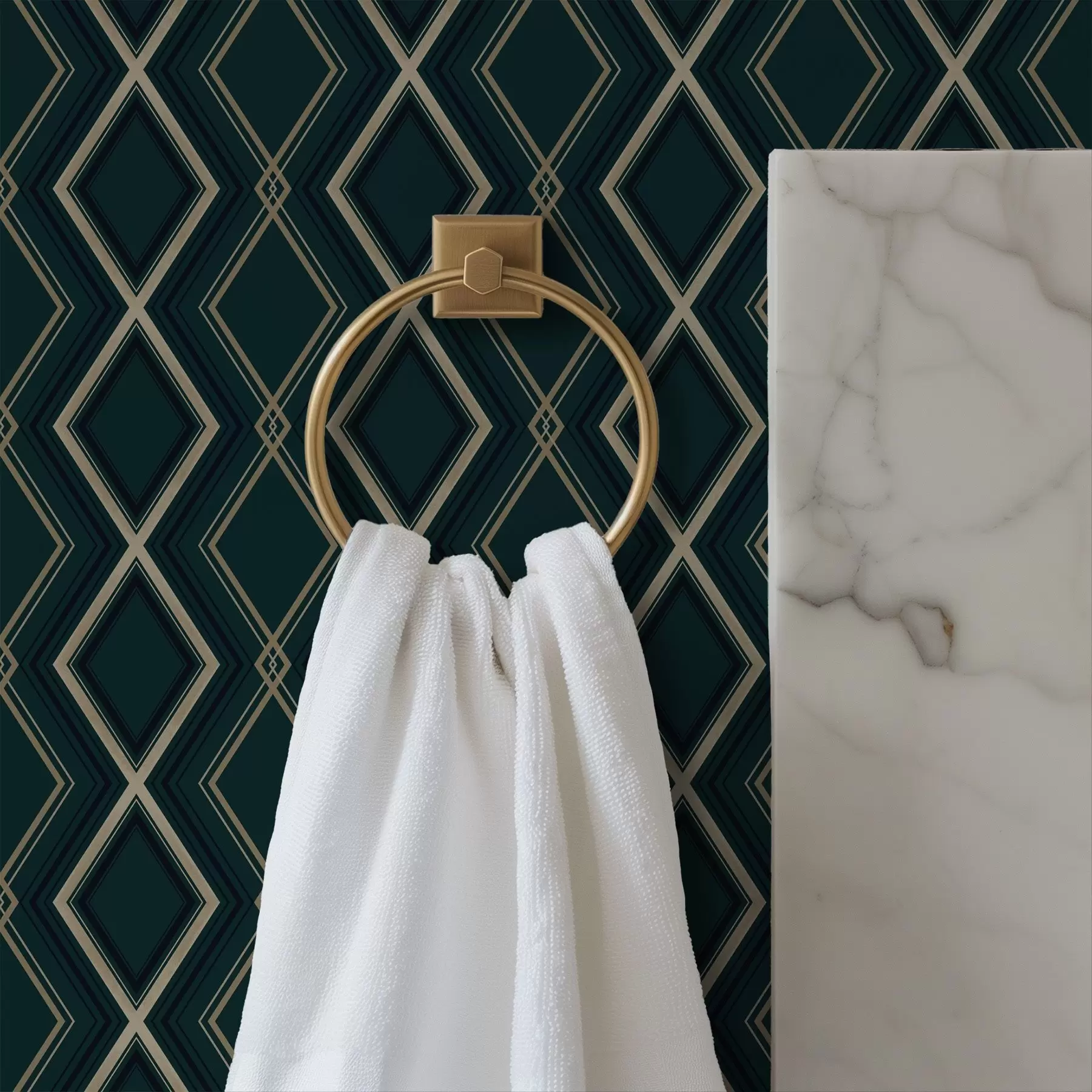 murais de parede Fundo azul-petróleo escuro com uma grade de losangos repetitiva a00975v1