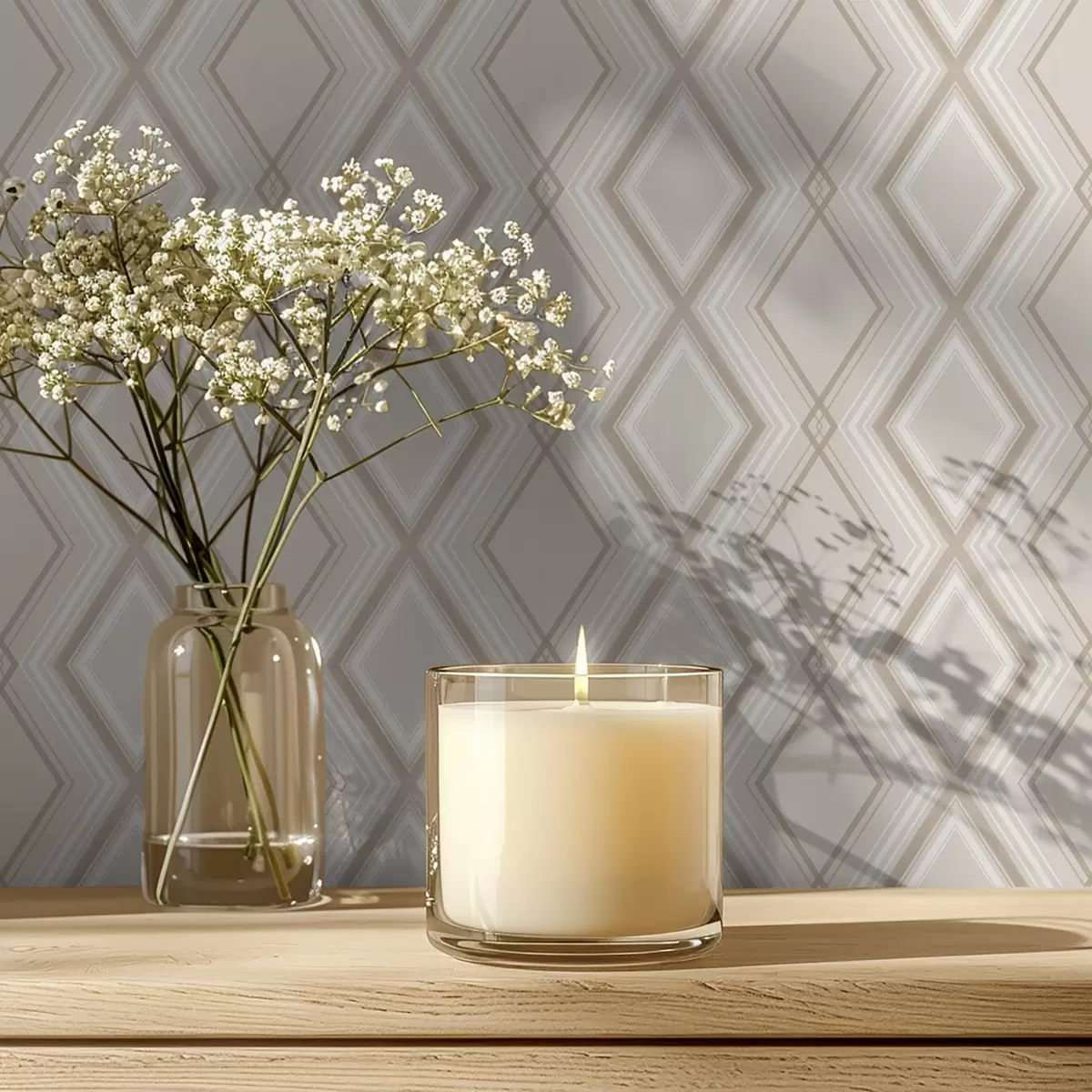 Papel de parede Fundo bege claro com uma grade de diamantes multicamadas a00975v2
