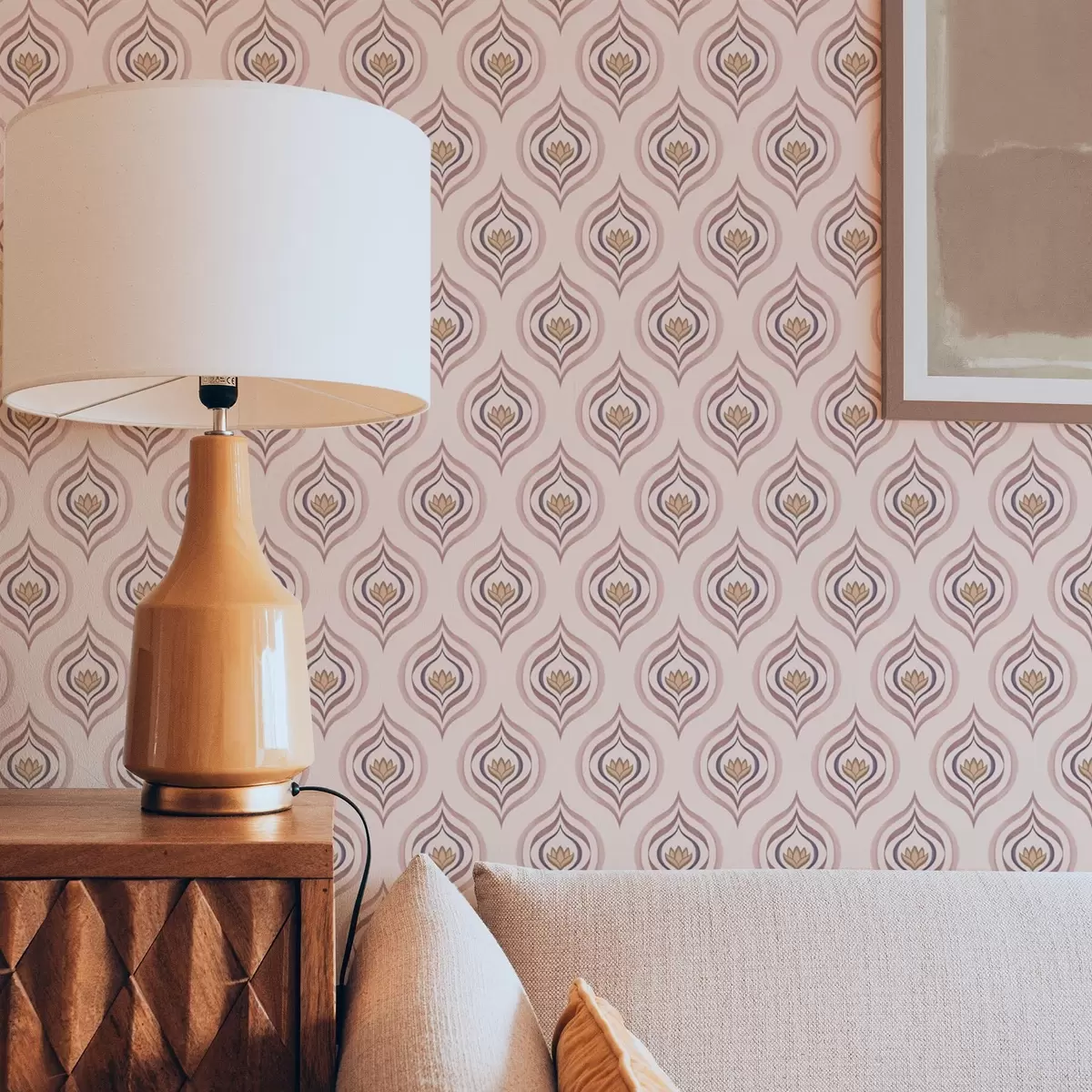 Papel de parede Motivo rítmico com uma flor sobre um fundo em pó a00977