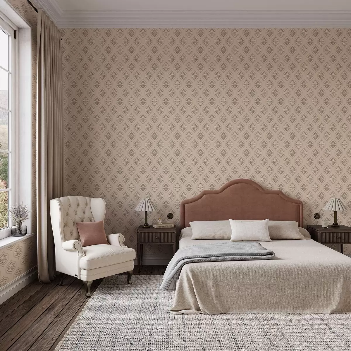 Papel de parede Motivos de gotículas em pó com uma flor sobre um fundo quente a00977v2