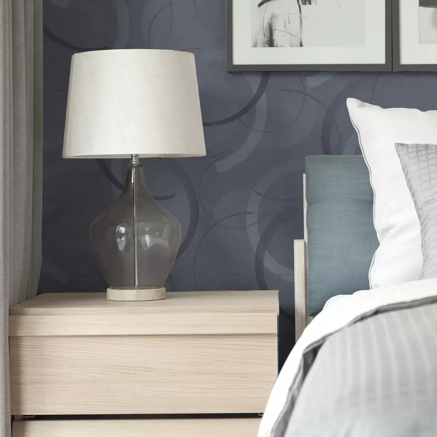 murais de parede Meios círculos e círculos suaves em uma paleta de tons frios de cinza-azulado a00980