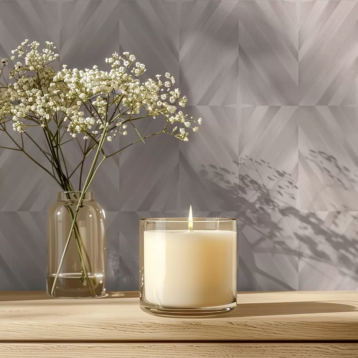 Papel de parede Padrão suave de traços diagonais em tons de bege a00983