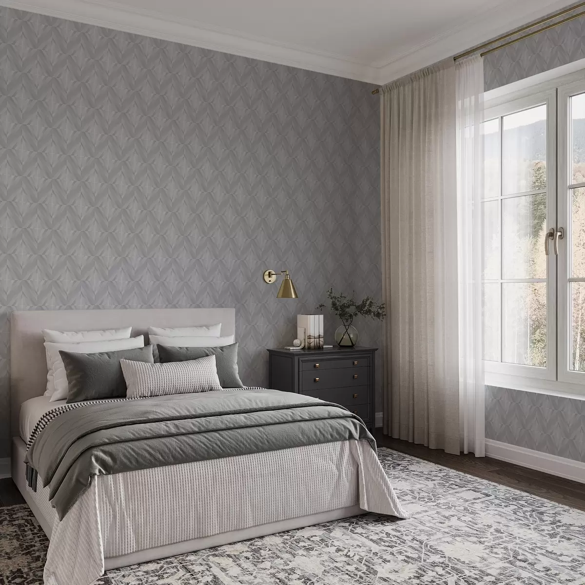 Papel de parede Geometria de traços angulares em uma paleta cinza-azulada fria a00983v2