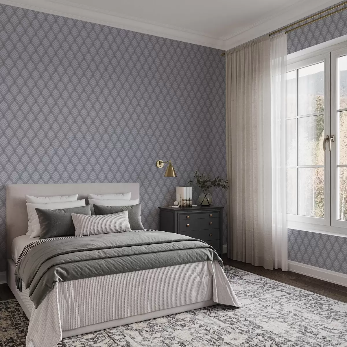 Papel de parede Arcos volumétricos semelhantes a uma escala de cinza com um gradiente suave a00989