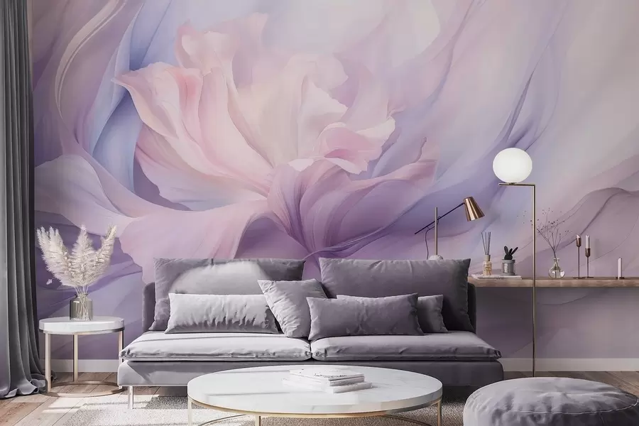 murais de parede Suave névoa de pétalas: uma flor arejada em uma névoa lilás pastel w09517