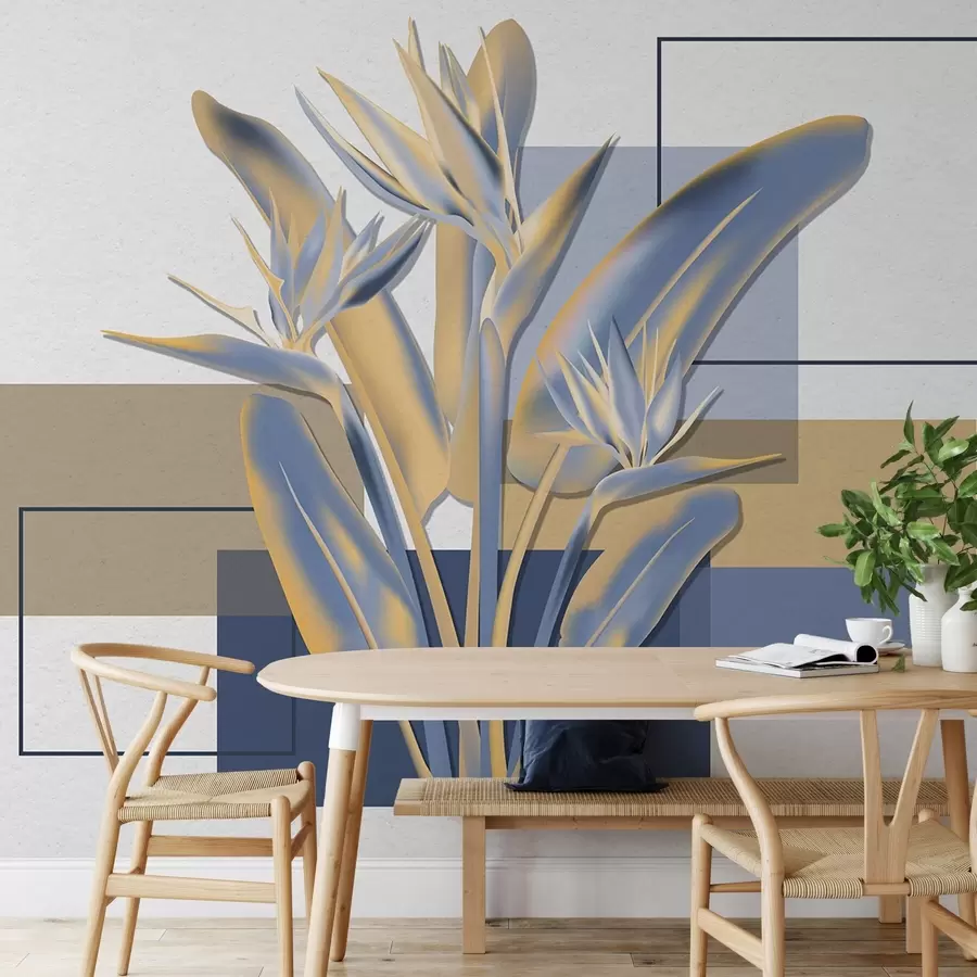 murais de parede Strelitzia e geometria w04949v1