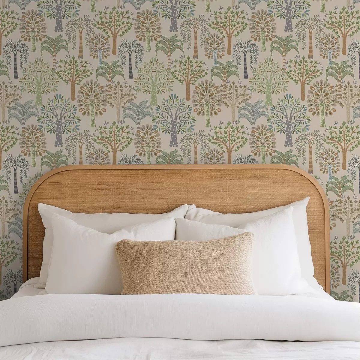 Papel de parede Árvores decorativas em uma paleta natural suave a00960