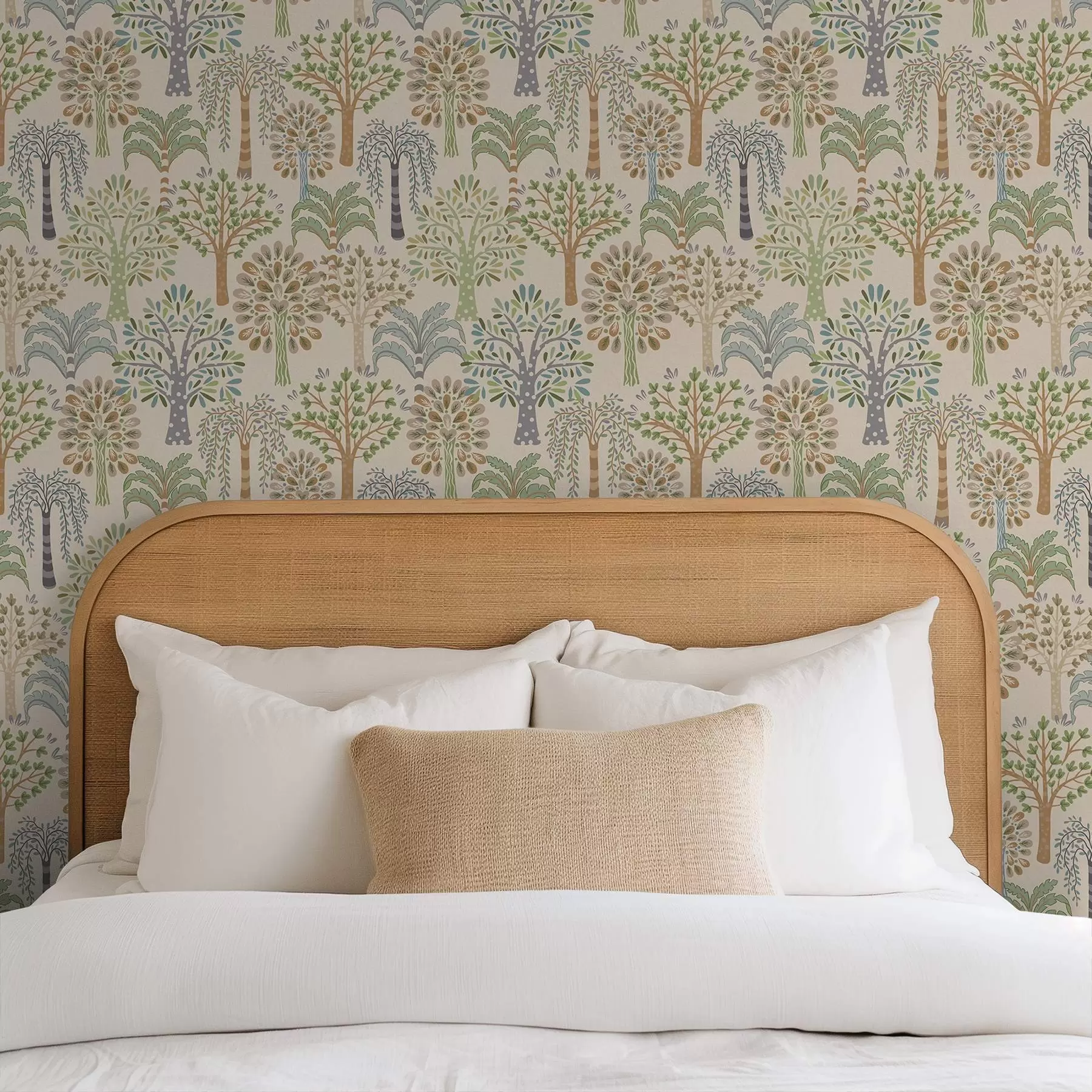 murais de parede Árvores decorativas em uma paleta natural suave a00960