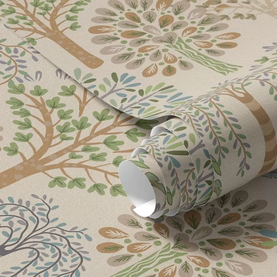 murais de parede Árvores decorativas em uma paleta natural suave a00960