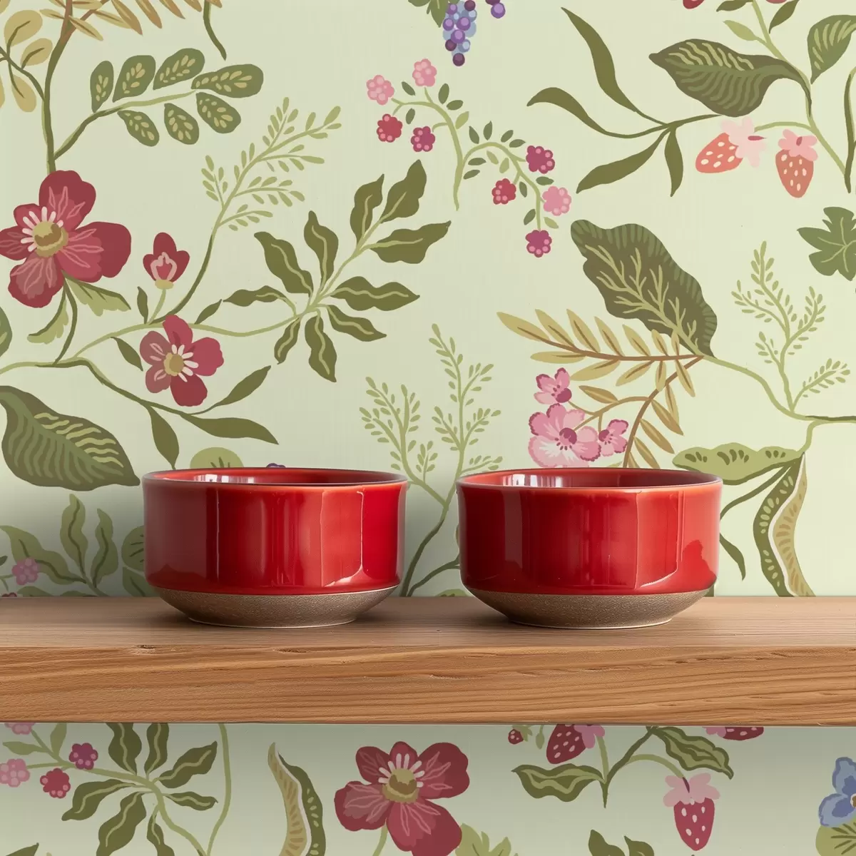 Papel de parede Jardim florido com bagas, uvas e flores silvestres a00961