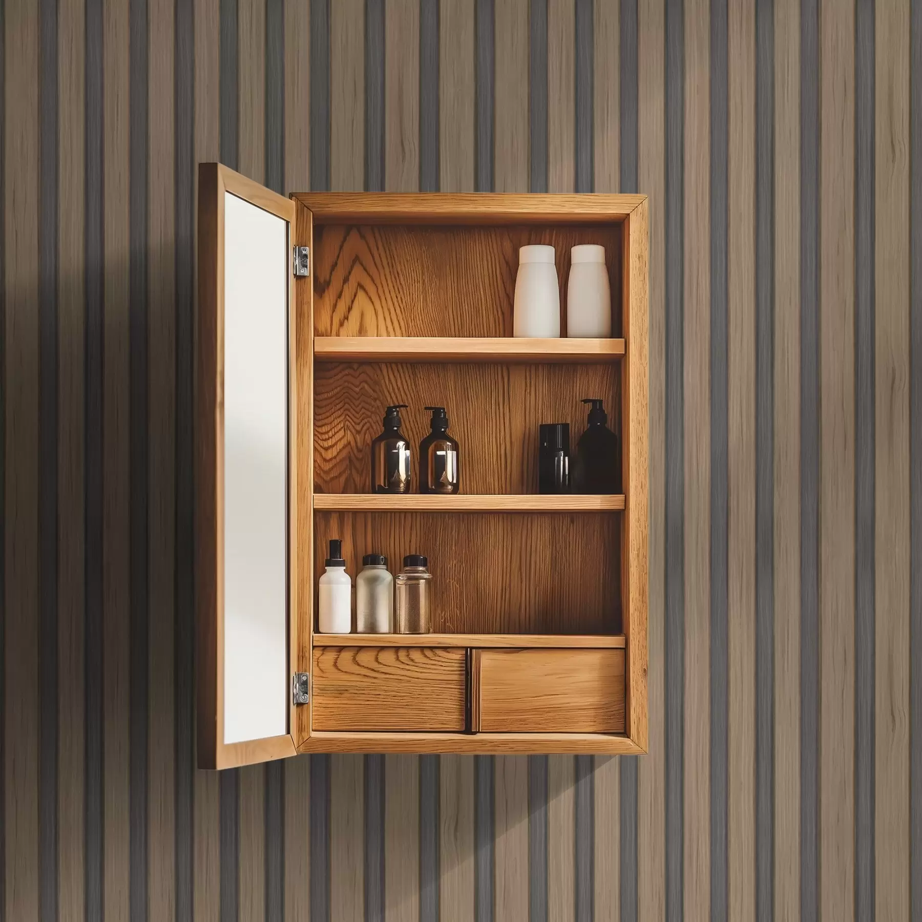 murais de parede Ripas verticais de madeira com inserções cinza escuro a00991