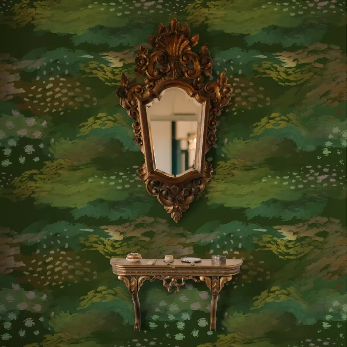 Papel de parede Abstração verde intensa com pinceladas enérgicas a00999v3